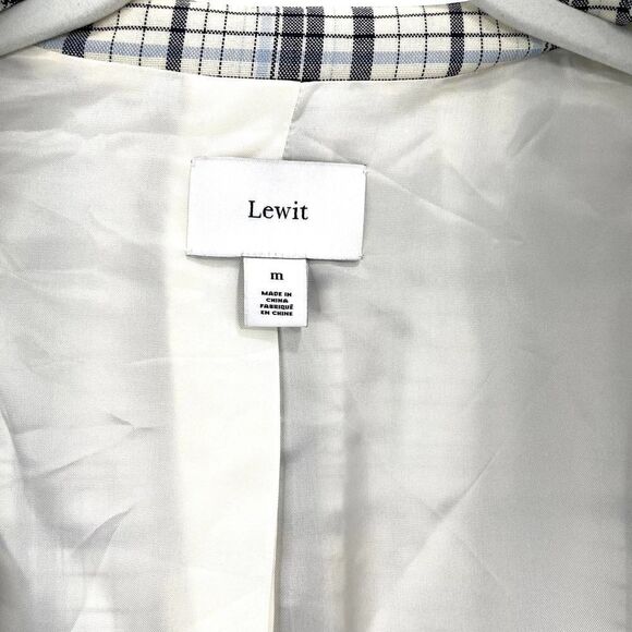 LEWIT Check plaid virgin wool raw edge peplum blazer jacket Sz M - Picture 5 of 11